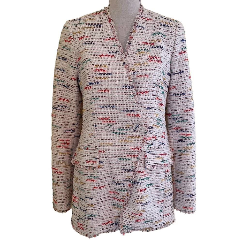 Lela Rose Pearl Multi-Color Slim Tweed Jacket 4 NEW